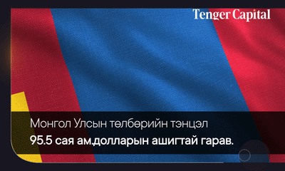 МОНГОЛ УЛСЫН ТӨЛБӨРИЙН ТЭНЦЭЛ 95.5 САЯ АМ.ДОЛЛАРЫН АШИГТАЙ ГАРАВ. 